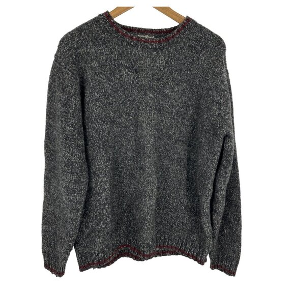 Eddie Bauer Gray Crewneck Knit Wool Blend Sweater With Red Trim Men's Size XXL - Picture 1 of 12